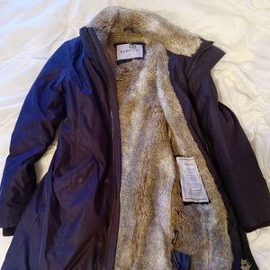 Navy Blue Down Coat with Fur